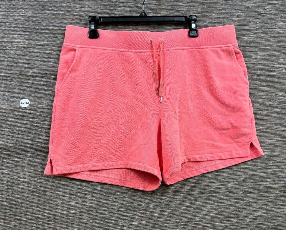 Talbots Orange Coral Stretch Drawstring Waist Fleece Shorts Womens Size XLP